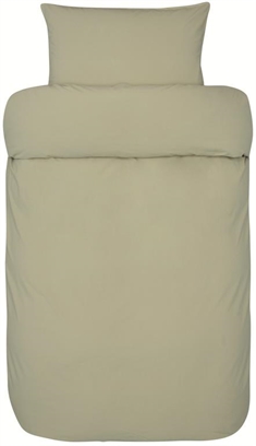 Grønt sengetøj 140x220 cm - Frøya Lys oliven - Ensfarvet sengesæt - 100% stenvasket økologisk bomuld - Høie
